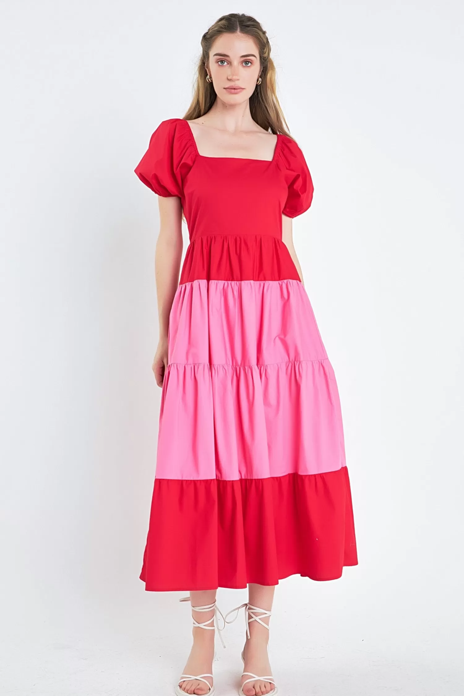 Clearance Color Block Puff Sleeve Maxi Dress Maxi Dresses | Best Sellers