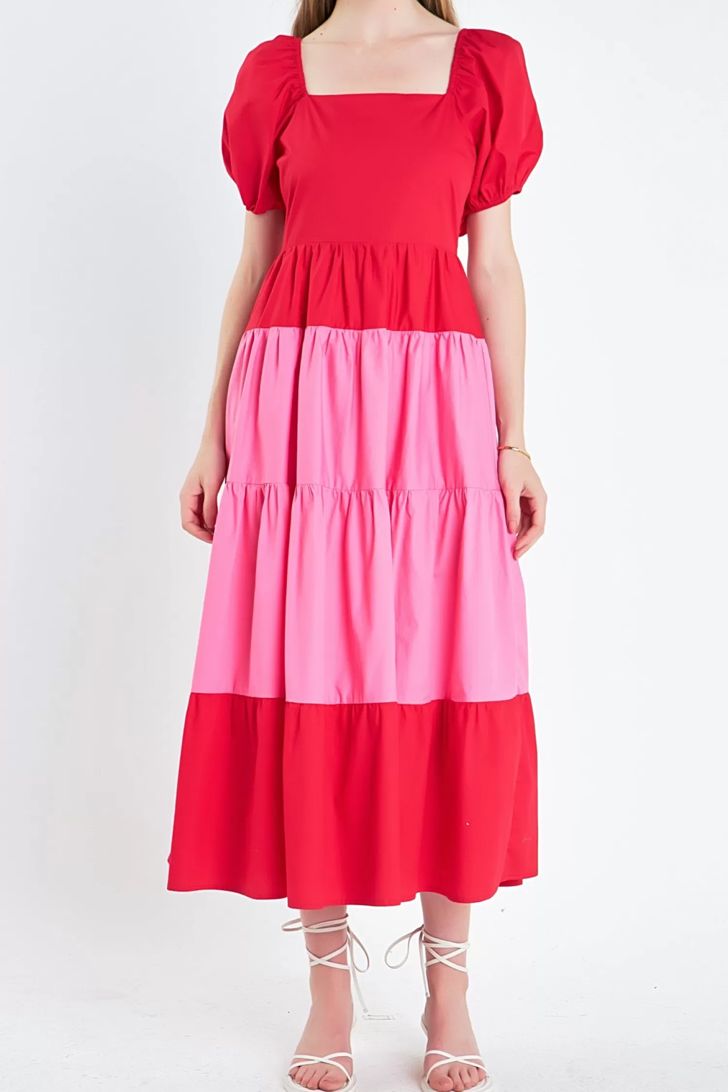 Clearance Color Block Puff Sleeve Maxi Dress Maxi Dresses | Best Sellers