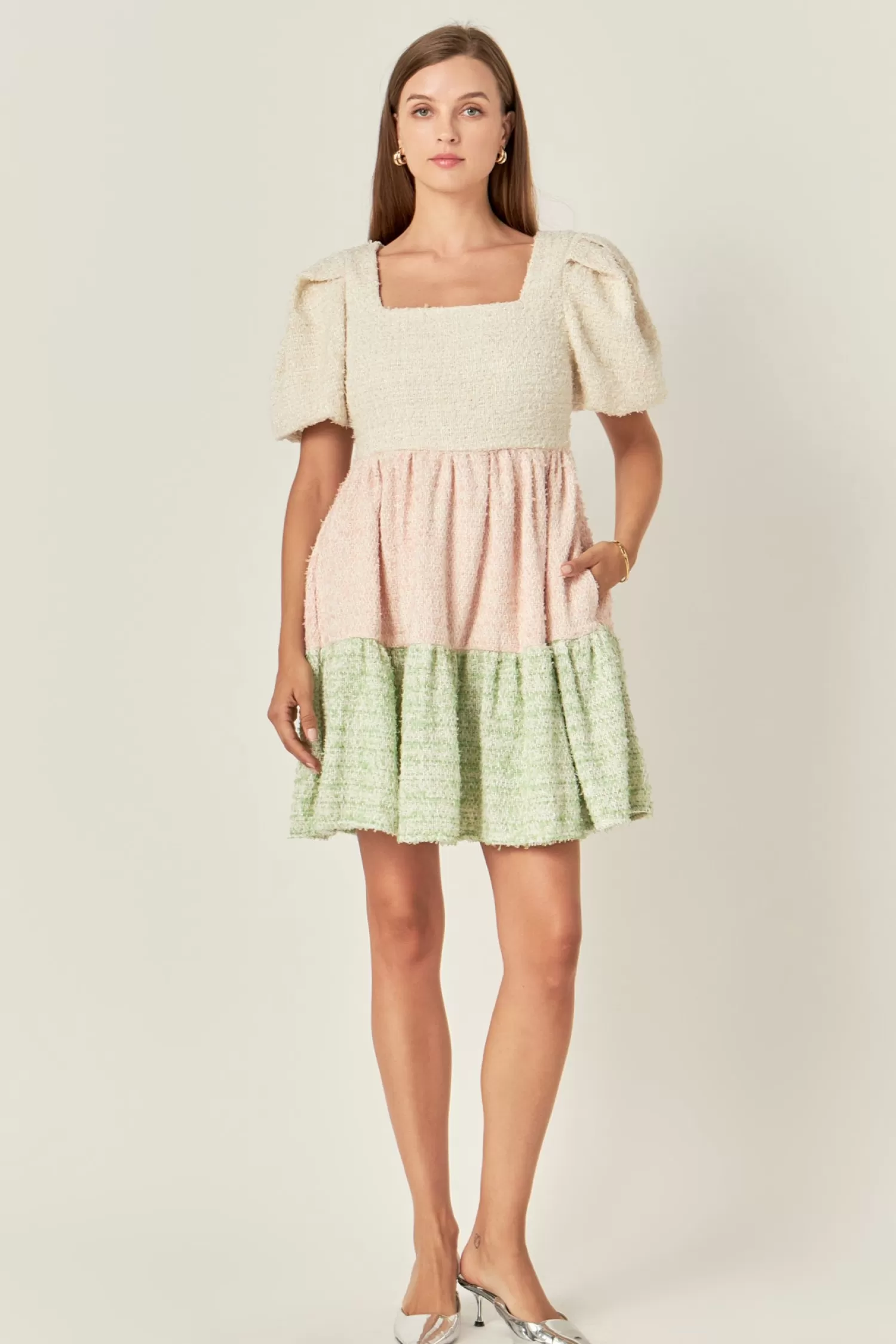 Discount Color Block Tweed Mini Dress Date Night Dreams | Special Occasion