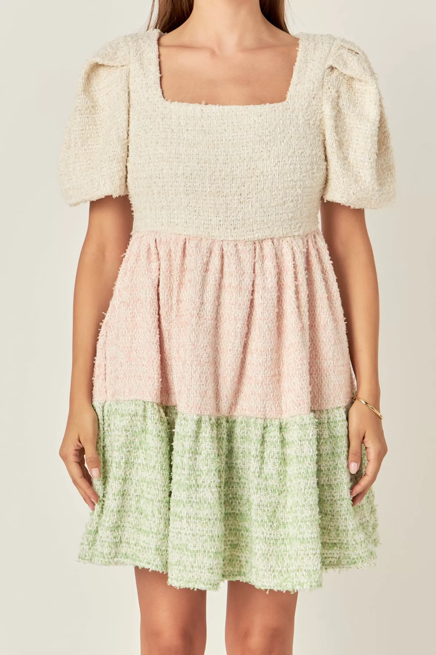 Discount Color Block Tweed Mini Dress Date Night Dreams | Special Occasion