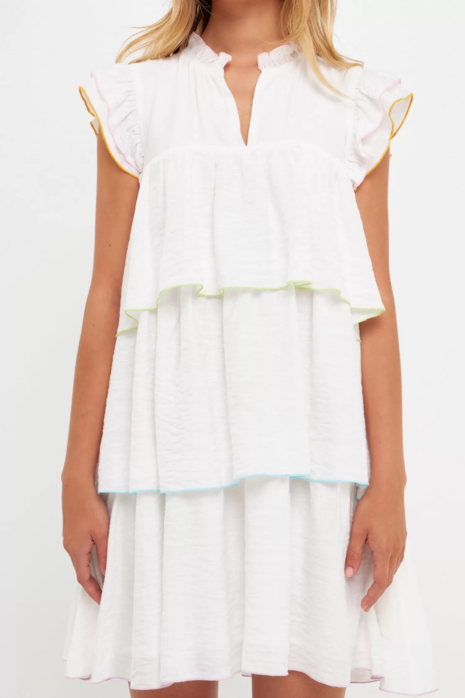 Best Colorblock Edge Tiered Mini Dress Date Night Dreams | Bridal Shower Glam