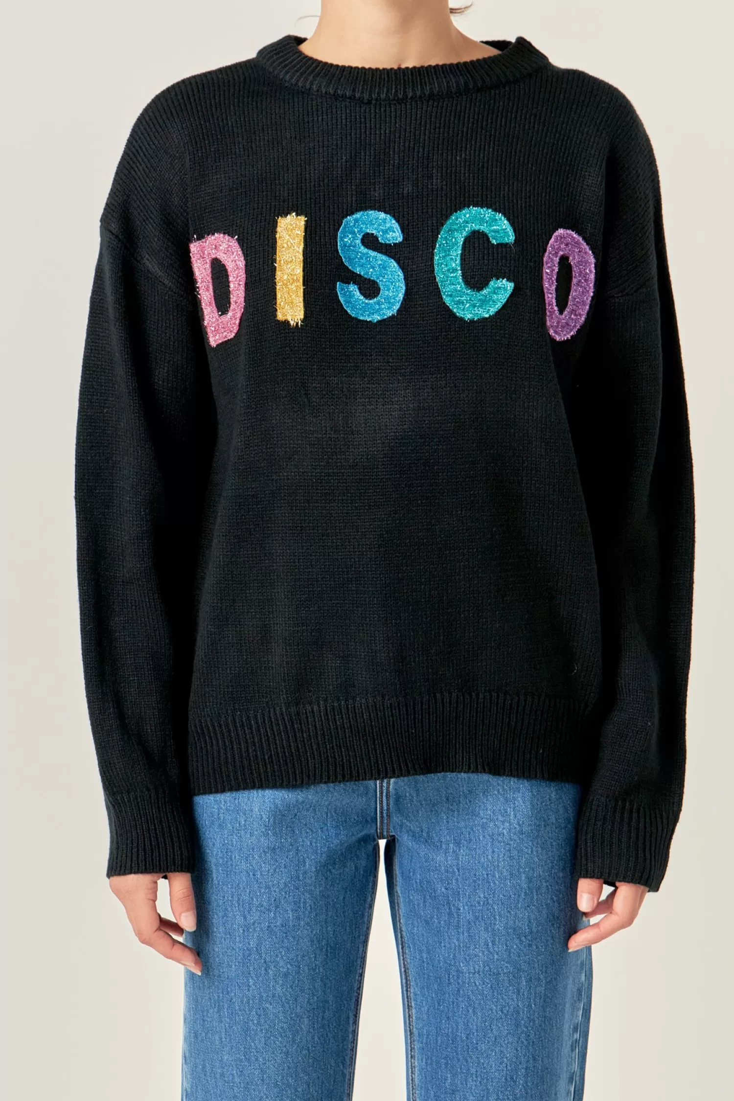 Cheap Disco Glitter Lettering Sweater Sweaters & Knits | Sweater Season