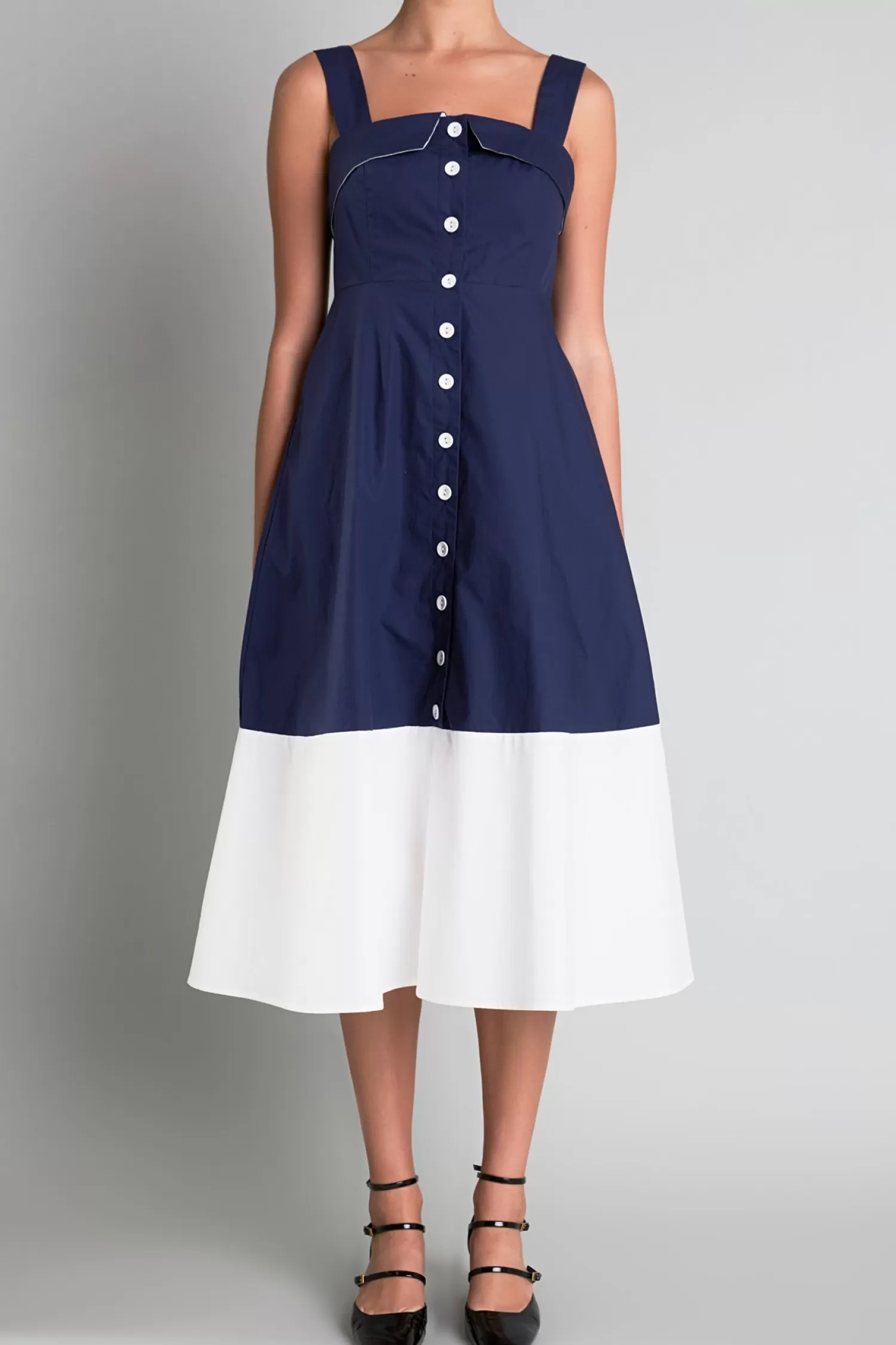 Best Sale Navy & White Color Block Midi Dress Midi Dresses | Dresses