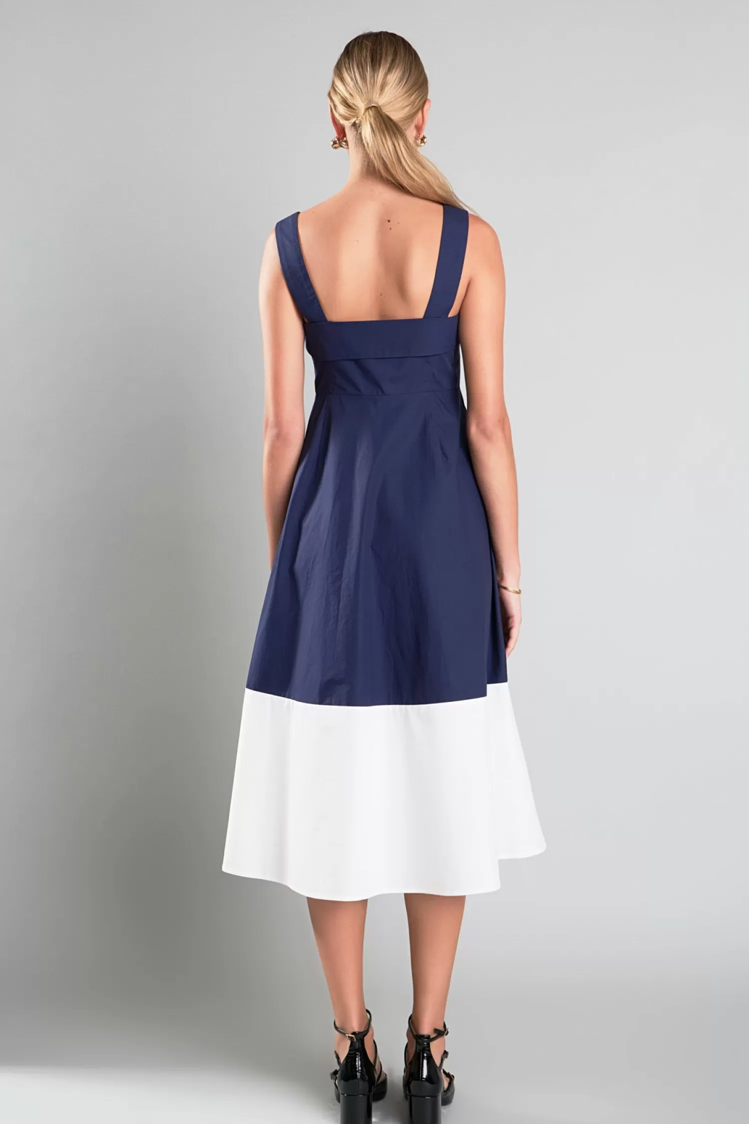 Best Sale Navy & White Color Block Midi Dress Midi Dresses | Dresses