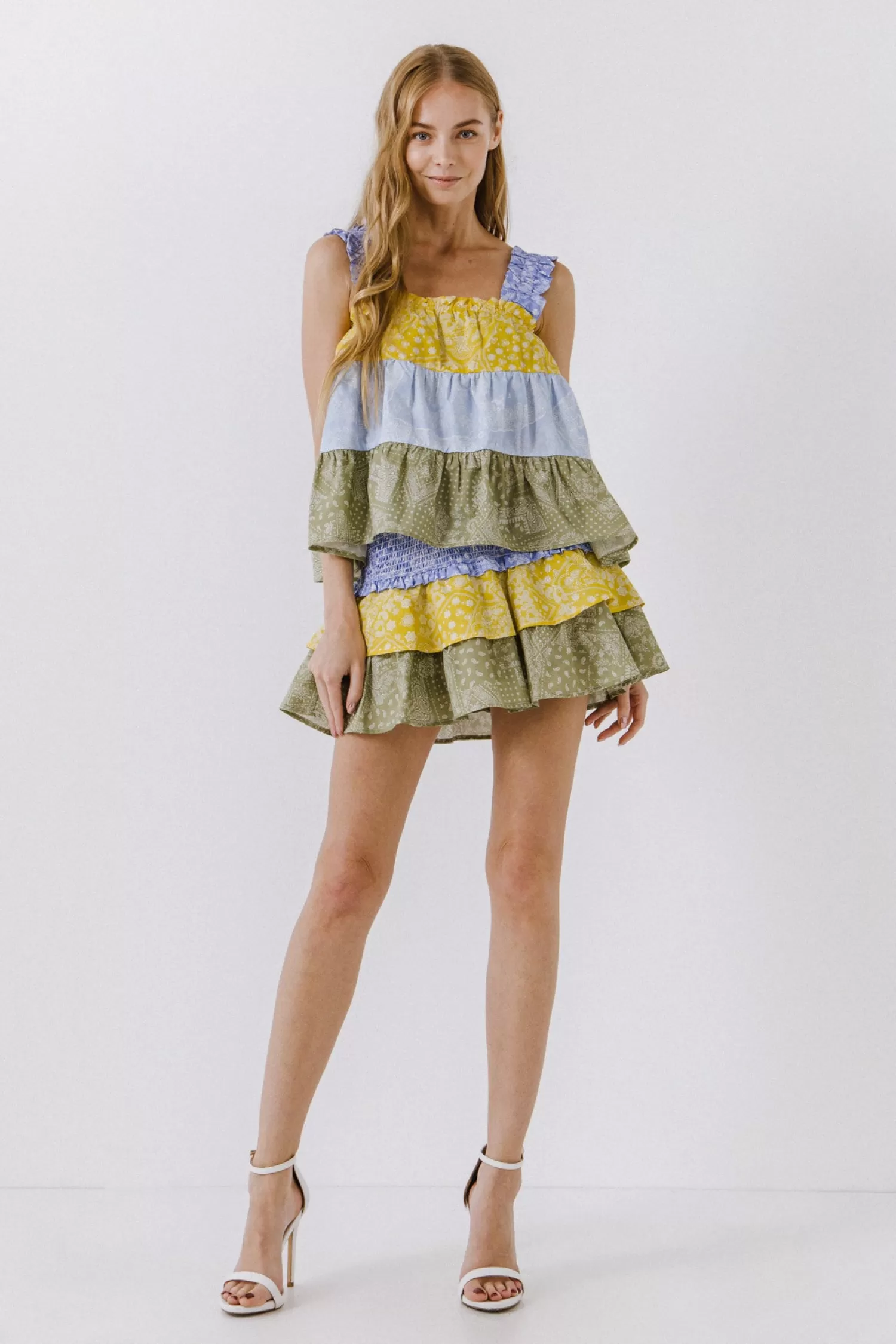 New Paisley Colorblock Ruffled Mini Skirt Mini Dresses | Frills And Thrills