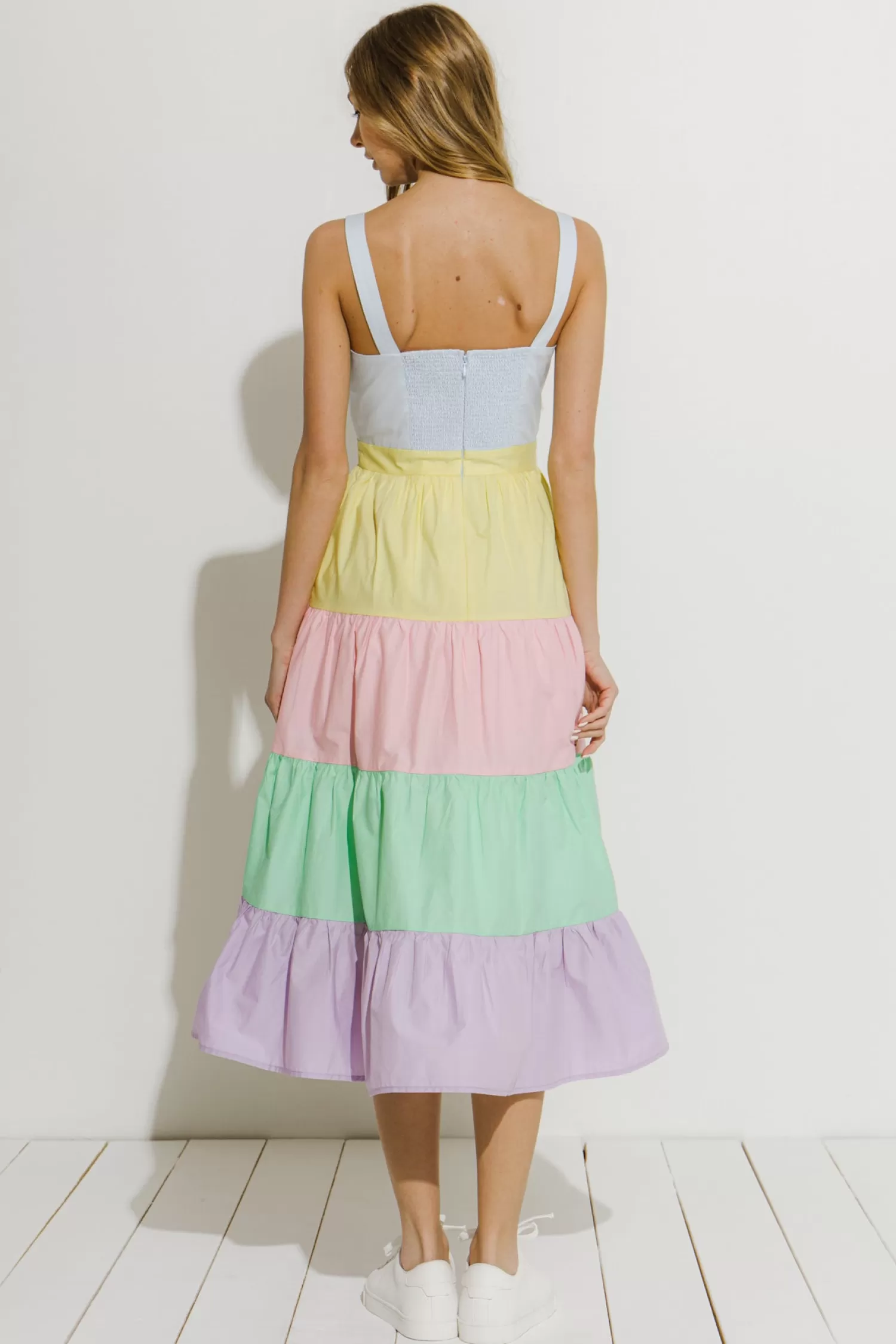 New Pastel Color Block Midi Dress Midi Dresses | Dresses