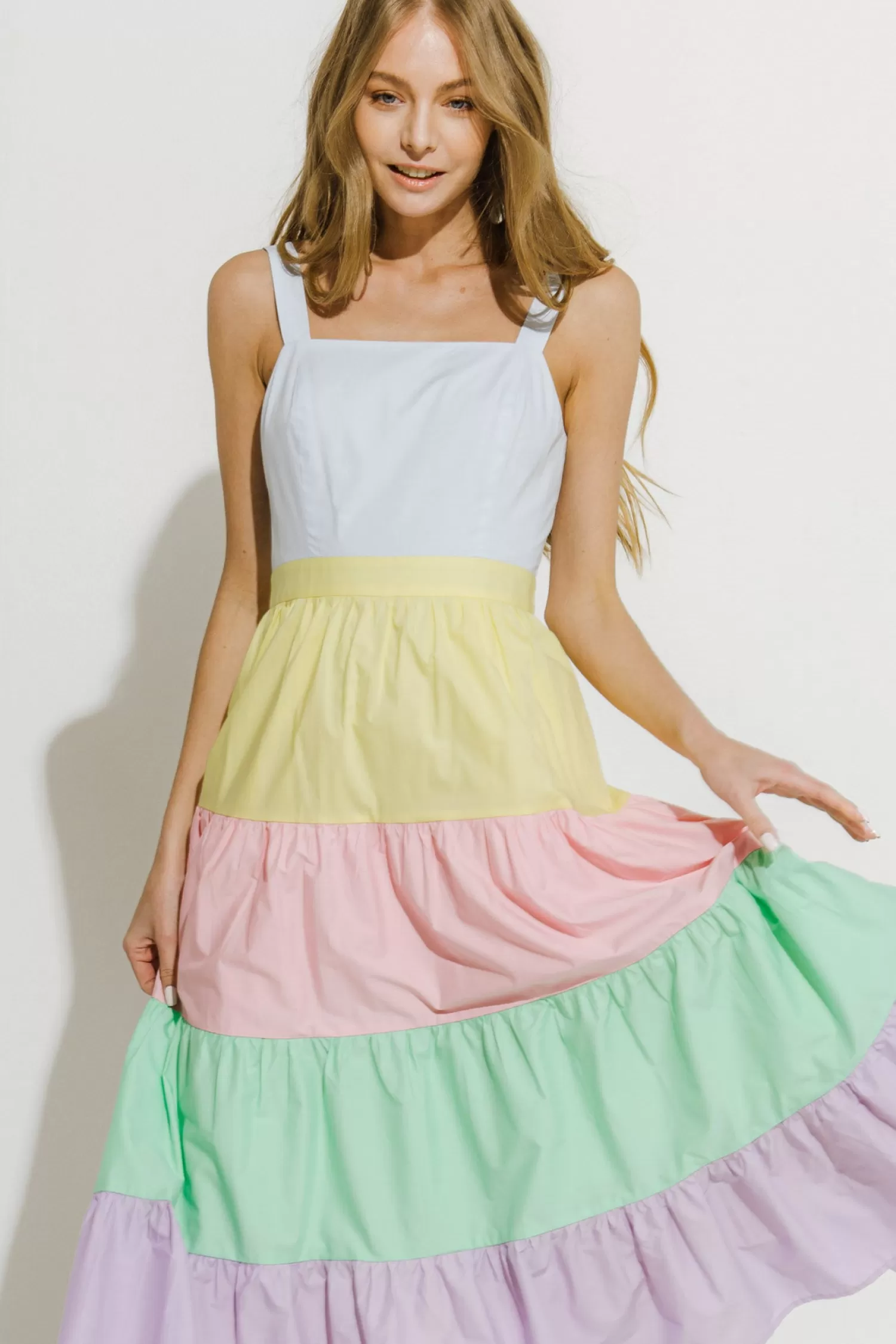 New Pastel Color Block Midi Dress Midi Dresses | Dresses
