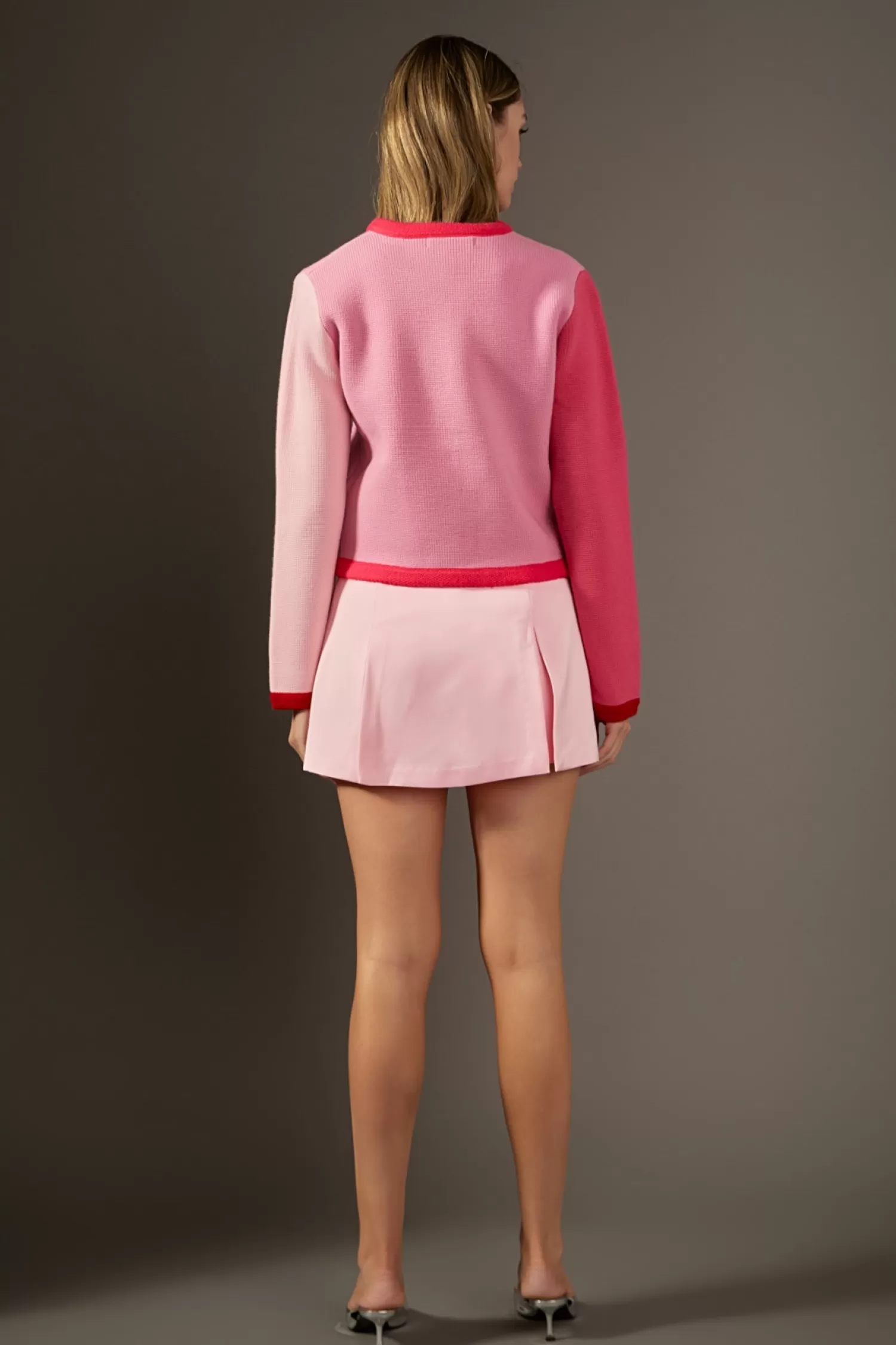 Flash Sale Pink Color Block Sweater Cardigan Best Sellers | The Lady Jacket