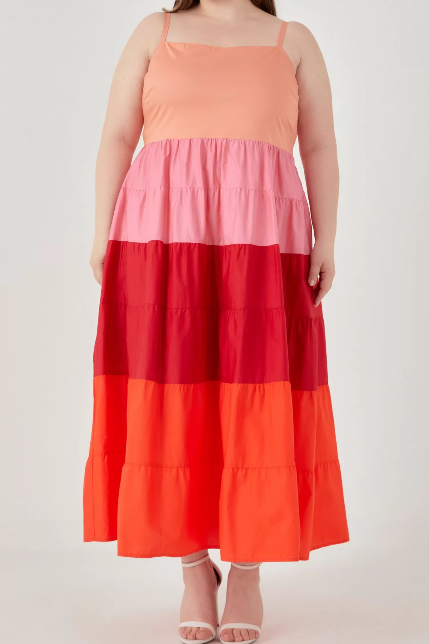 Cheap Plus Size Color Block Spaghetti Maxi Maxi Dresses | Plus Size