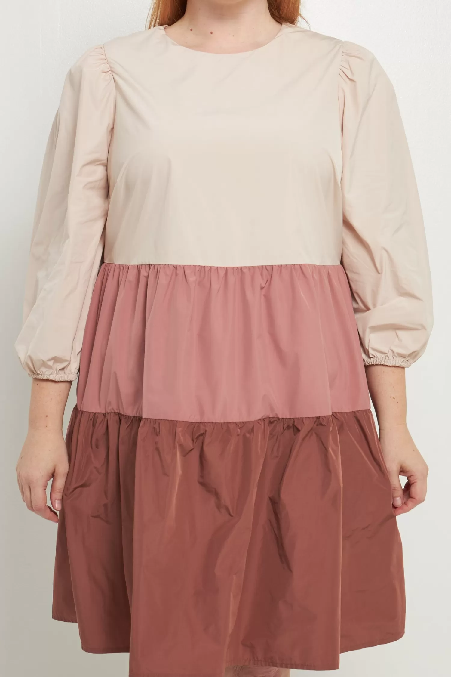 Cheap Plus Size Colorblock Mini Dress Office Chic | Special Occasion