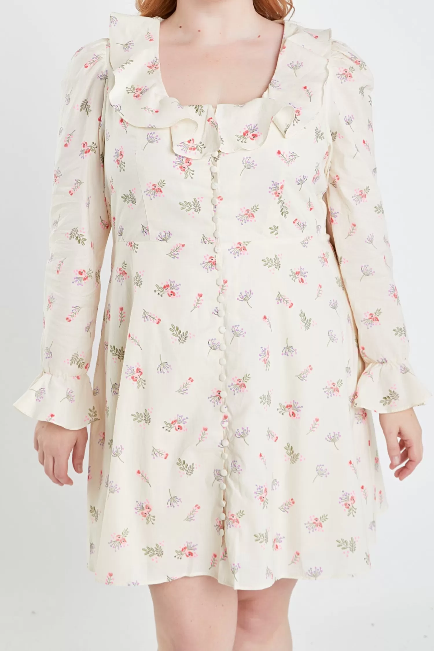 Outlet Plus Size Floral Ruffled Neck Mini Dress Lounge & Casual | Dresses