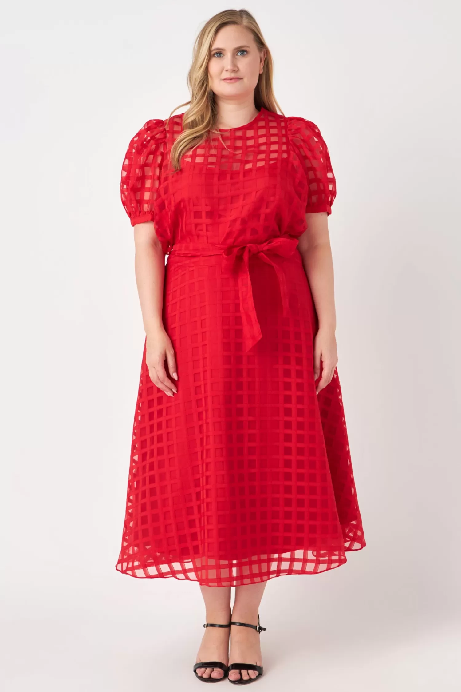 Online Plus Size Plaid Organza Fit & Flare Midi Skirt Plus Size | Skirts