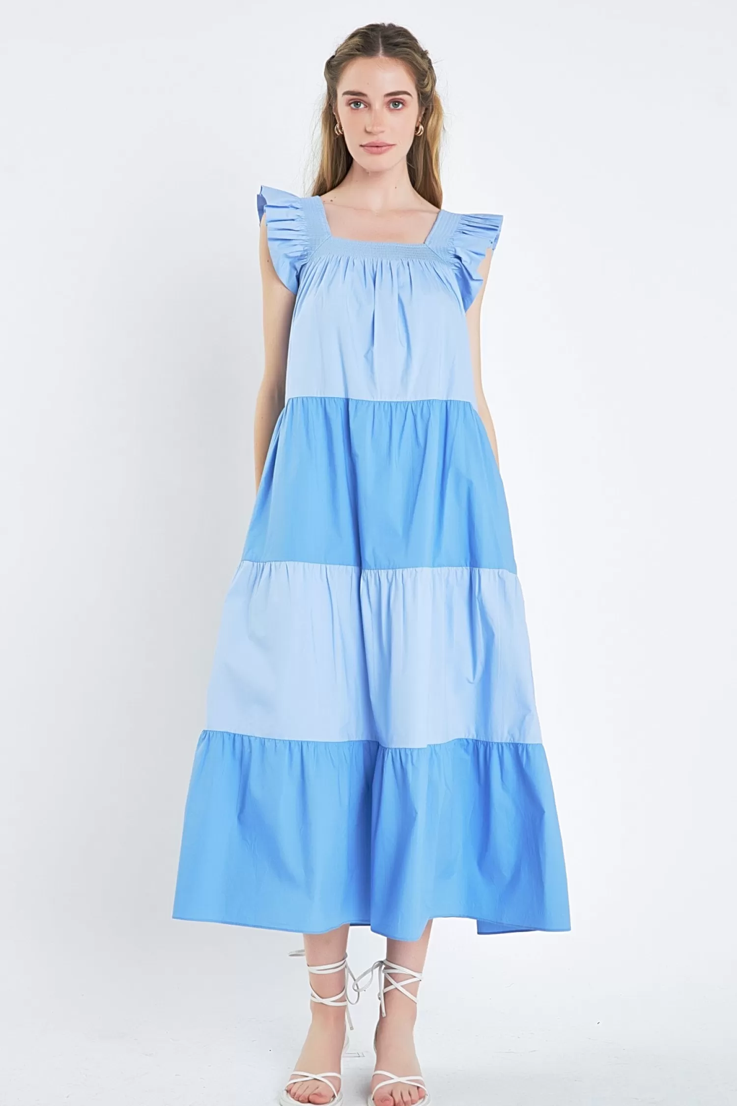 Online Ruffle Detail Colorblock Midi Dress Midi Dresses | Lounge & Casual