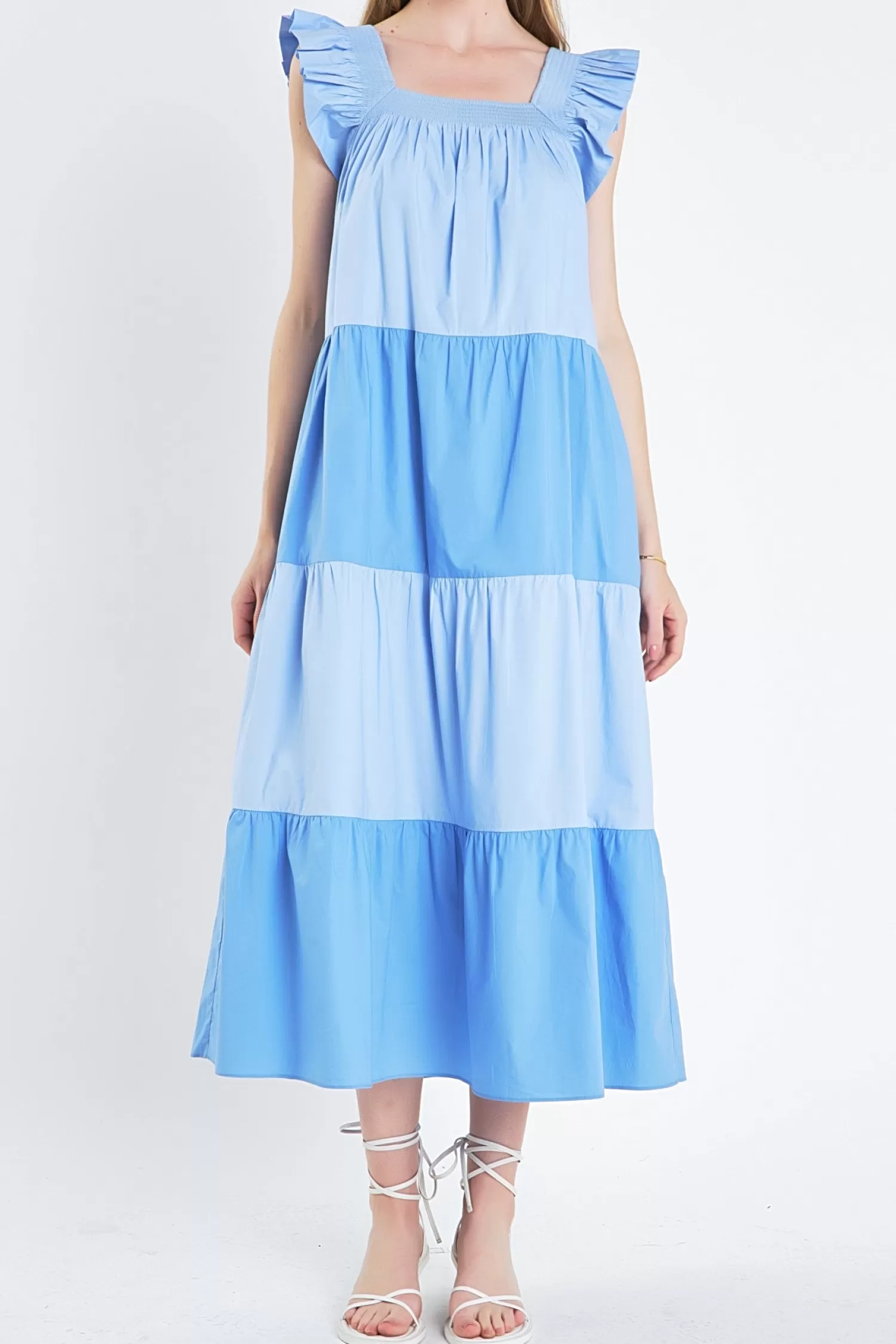 Online Ruffle Detail Colorblock Midi Dress Midi Dresses | Lounge & Casual