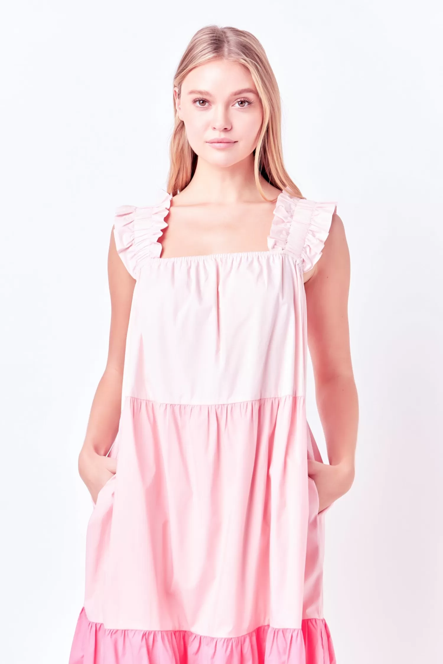 Online Ruffled Straps Color Block Midi Dress Resort Ready | Midi Dresses