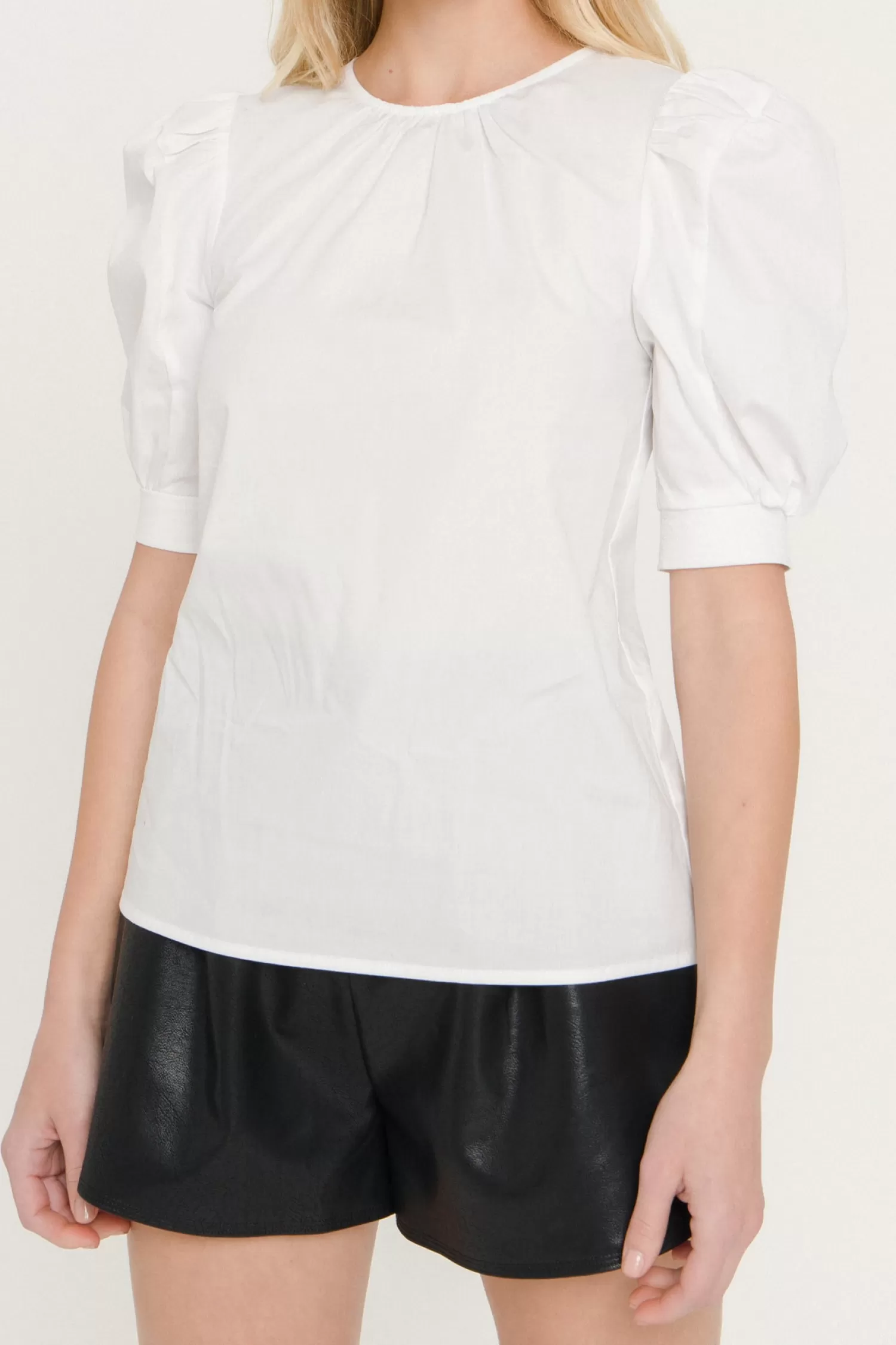Cheap WOMEN WOVEN SHIRRED NECK BLOUSE Tops